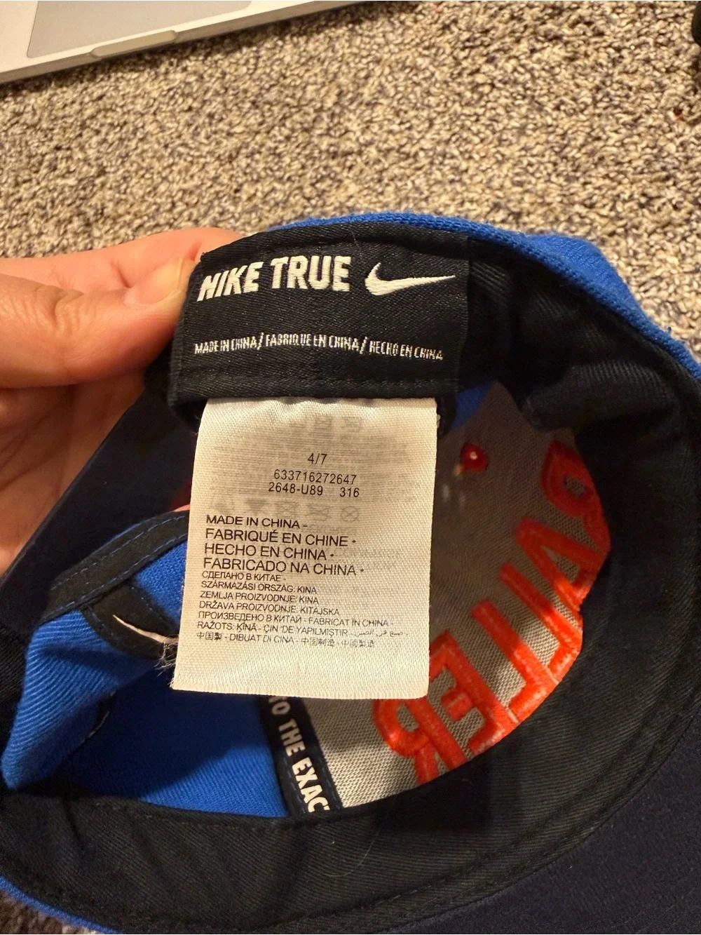 Nike Kids Blue Cap with Orange 'BALLER' Embroidery